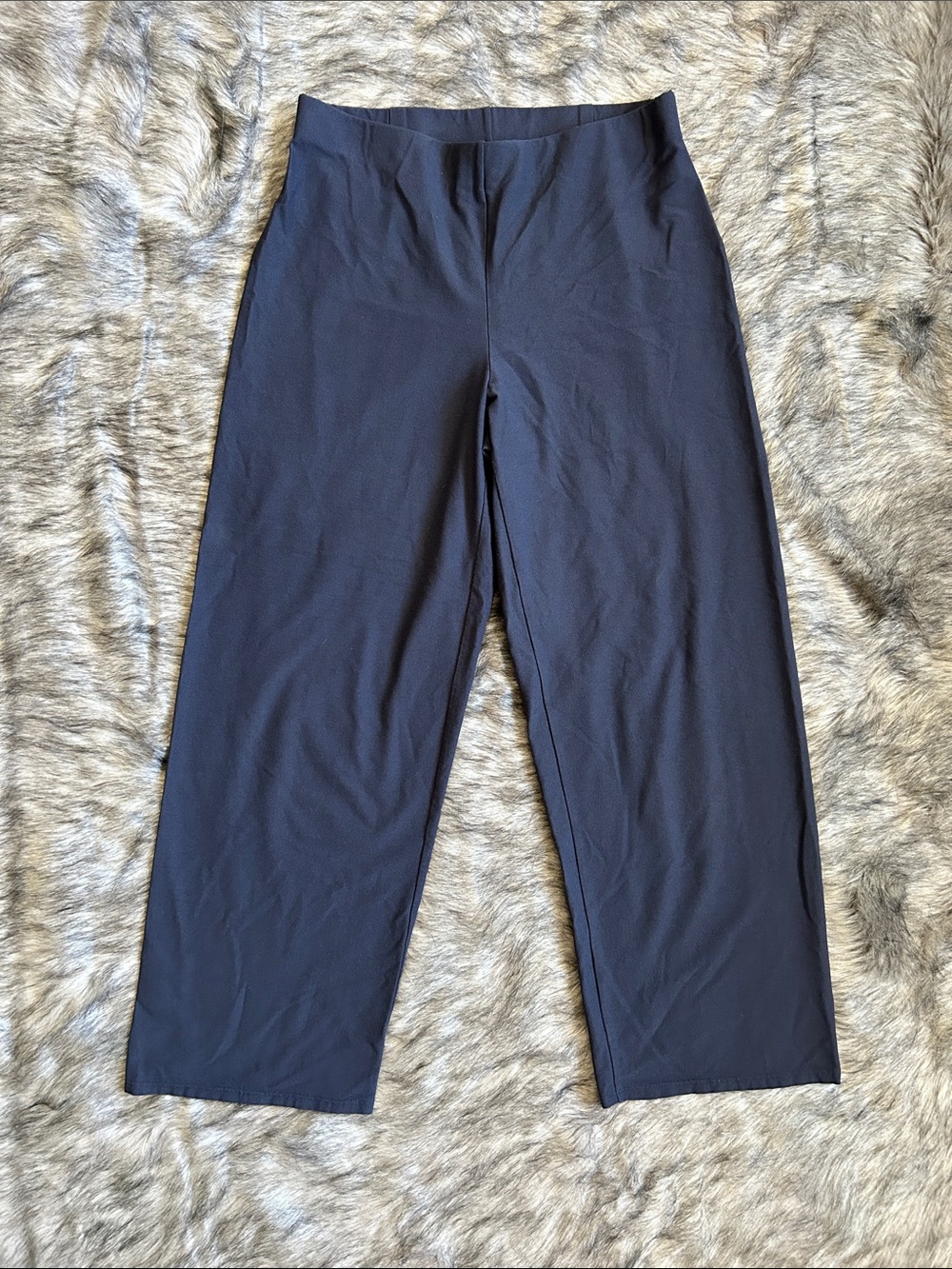 Eileen Fisher Navy Cropped Wide Leg Pants Women’s Small